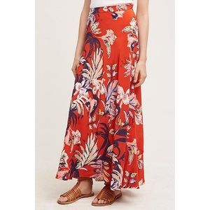 Anthropologie HD Floral Silk Maxi Skirt 6